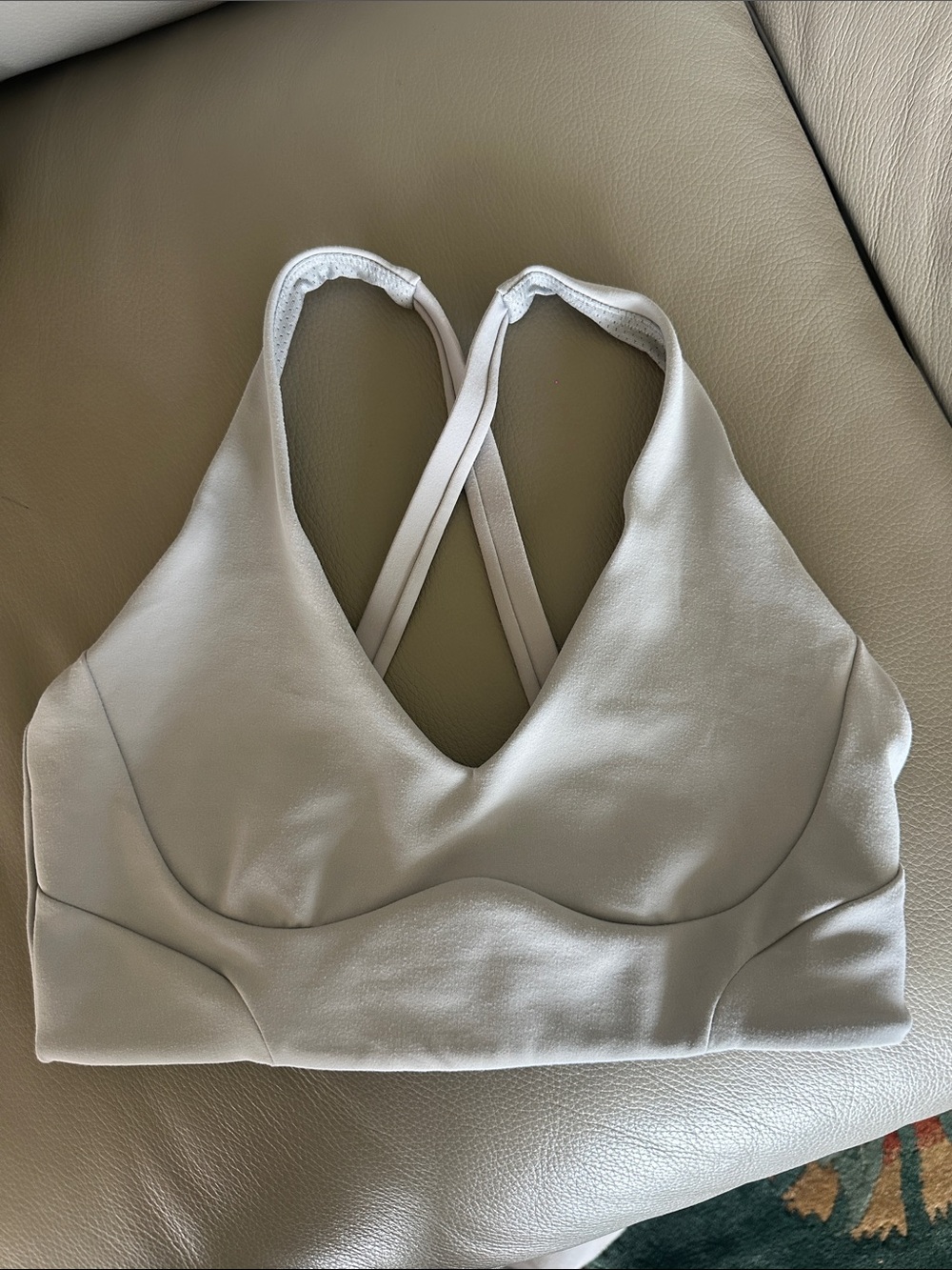 Light Cream Cross-Back Sports Bralette light gray
